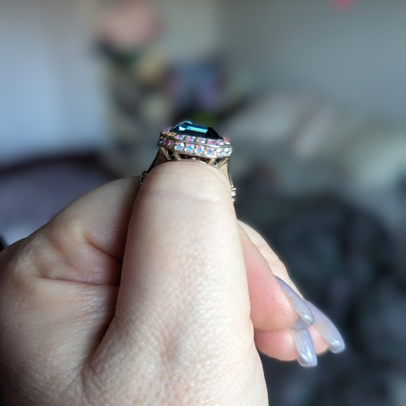 London topaz and AB Swarovski Ring size 7 Sterling silver - Picture 2 of 9